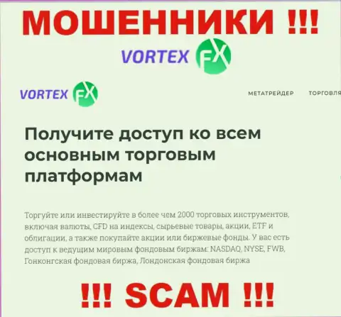 Брокер - это направление деятельности internet-мошенников Vortex-FX Com