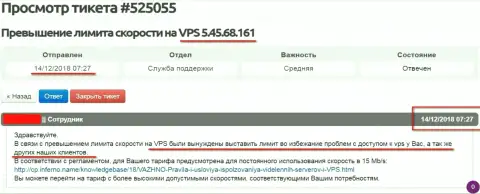 Хостинг-провайдер заявил, что VPS сервера, где именно и хостился web-ресурс ffin.xyz лимитирован в скорости