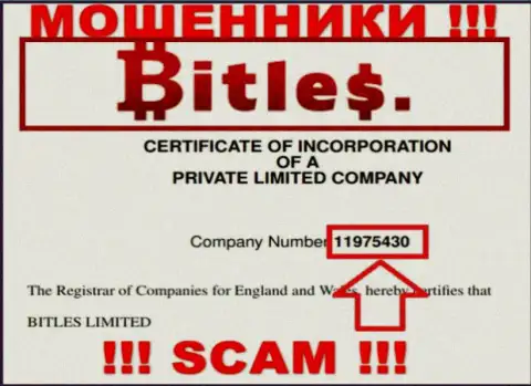 Регистрационный номер internet-мошенников Битлес, с которыми не советуем сотрудничать - 11975430