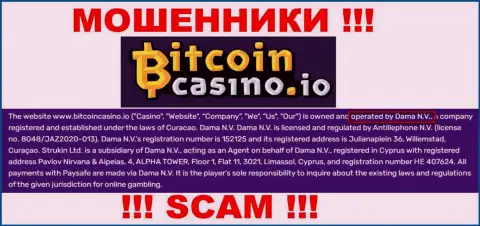 Организация Bitcoin Casino находится под руководством организации Dama N.V.