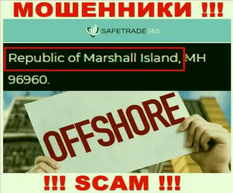 Marshall Island - оффшорное место регистрации мошенников Safe Trade 365, расположенное на их сайте