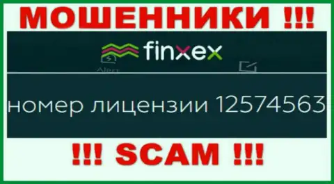 Finxex скрывают свою жульническую суть, представляя у себя на сайте лицензию