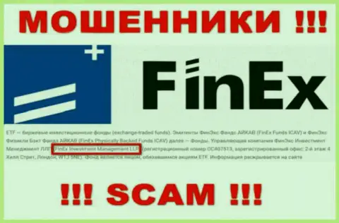 Юридическое лицо, которое владеет internet мошенниками ФинЕкс-ЕТФ Ком - это FinEx Investment Management LLP
