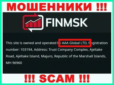 Информация про юридическое лицо internet воров FinMSK Com - AAA Global Ltd, не сохранит вас от их грязных рук