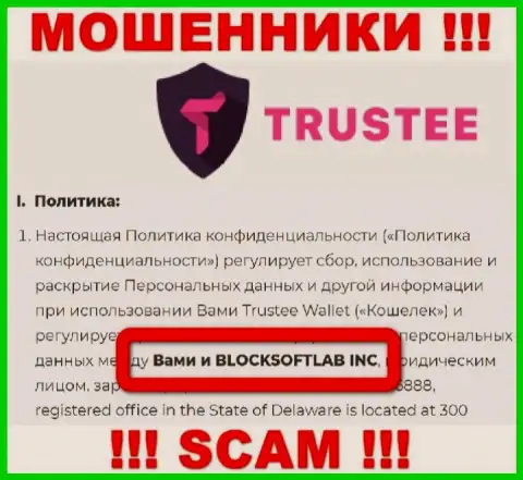 BLOCKSOFTLAB INC руководит брендом Trustee Wallet - это МОШЕННИКИ !!!