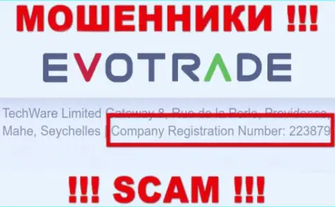 Рискованно работать с EvoTrade Com, даже и при явном наличии регистрационного номера: 223879