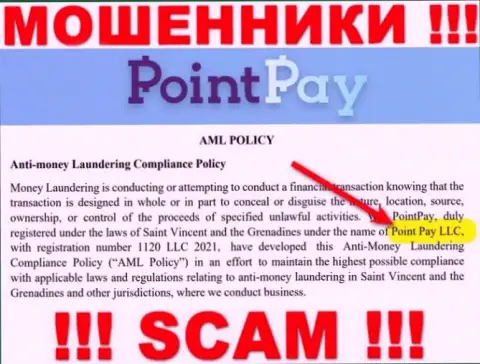 Компанией ПоинтПэй Ио владеет Point Pay LLC - данные с официального онлайн-ресурса мошенников