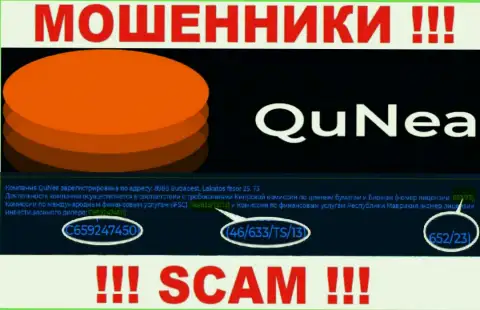 Мошенники QuNea Com не прячут лицензию на осуществление деятельности, представив ее на интернет-портале, однако осторожнее !!!