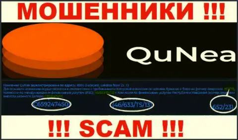 Мошенники QuNea Com не прячут лицензию на осуществление деятельности, представив ее на интернет-портале, однако осторожнее !!!