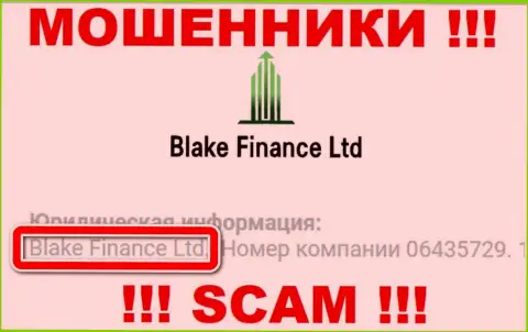 Юридическое лицо мошенников Блэк Финанс Лтд - это Blake Finance Ltd, инфа с интернет-сервиса обманщиков