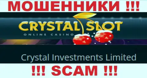 Организация, владеющая мошенниками CrystalSlot Com - Кристал Инвестментс Лимитед