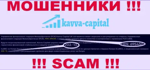 Вы не сможете вывести финансовые средства из компании Kavva-Capital Com, даже узнав их номер лицензии с официального сайта