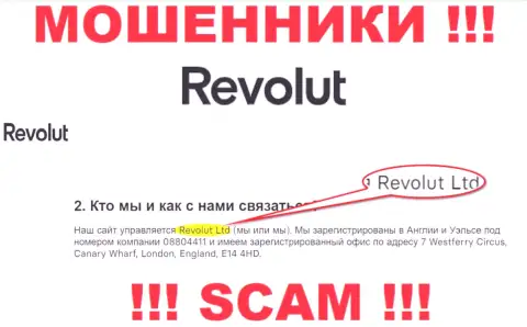 Revolut Ltd - это компания, которая руководит ворами Револют Ком