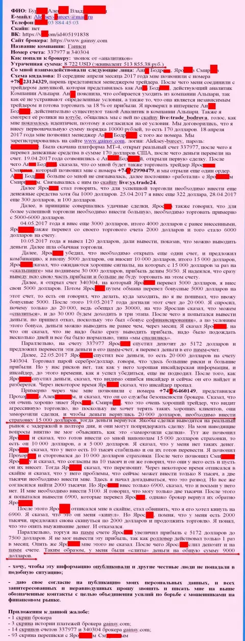 Гаинси - это ЛОХОТОРОНЩИКИ !!! Обманули очередного трейдера на 15000 российских рублей