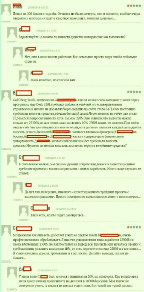 Реальные отзывы клиентов брокерской организации СупраЭФЭН ЛТД, оставленные на internet-сайте Боэксперт Ру